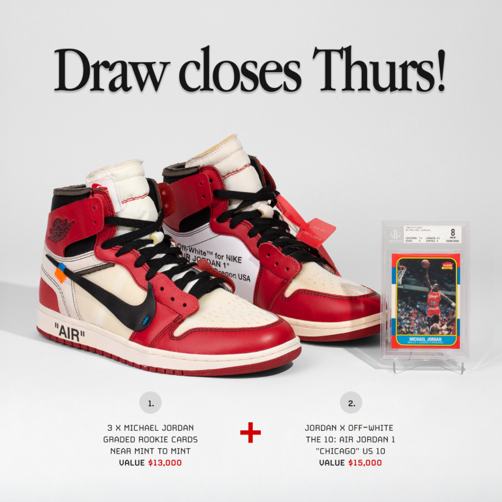 MJ Grail – 3 x Cards & Off-White AJ1