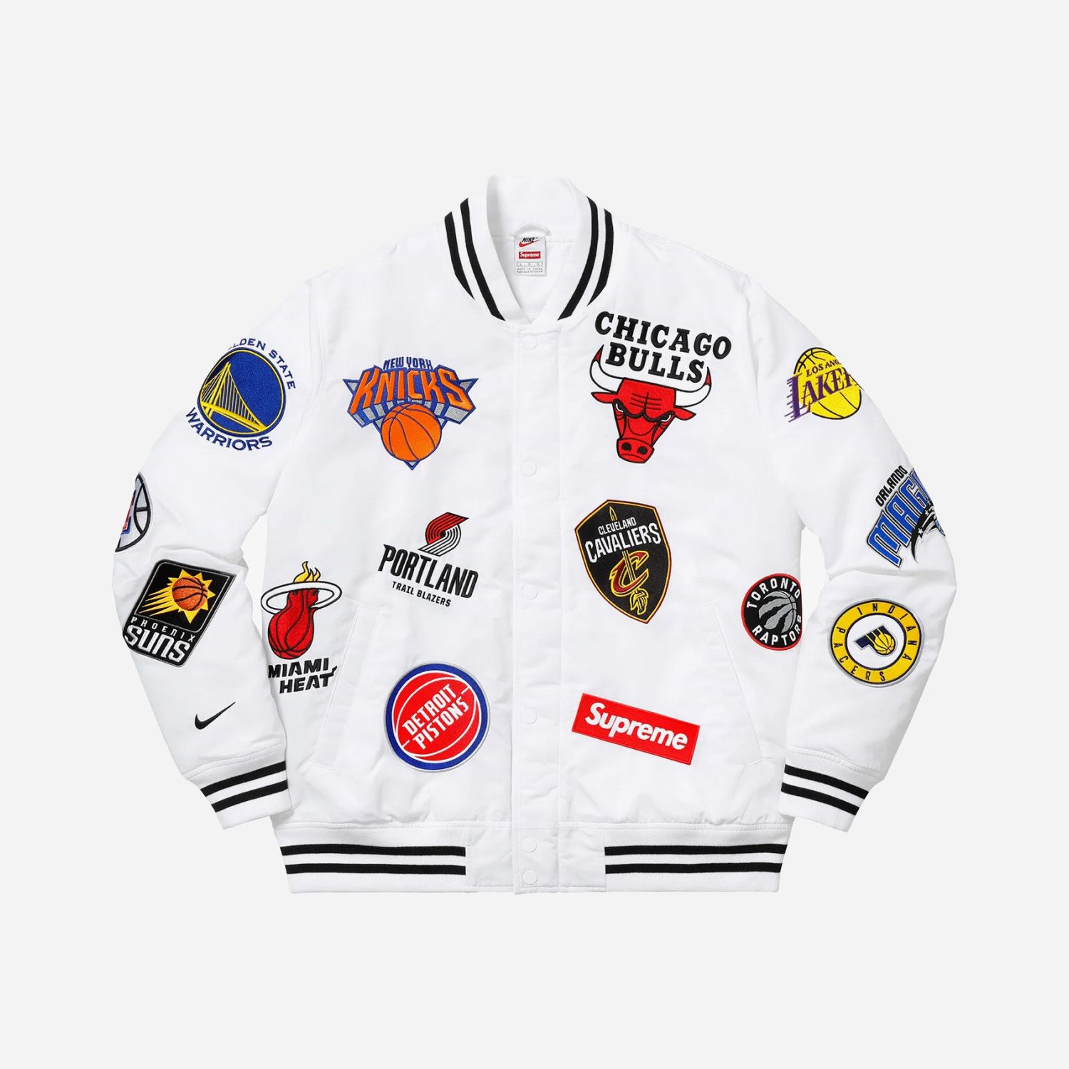 Supreme x Nike x NBA Varsity High School Jacket White Unlckd