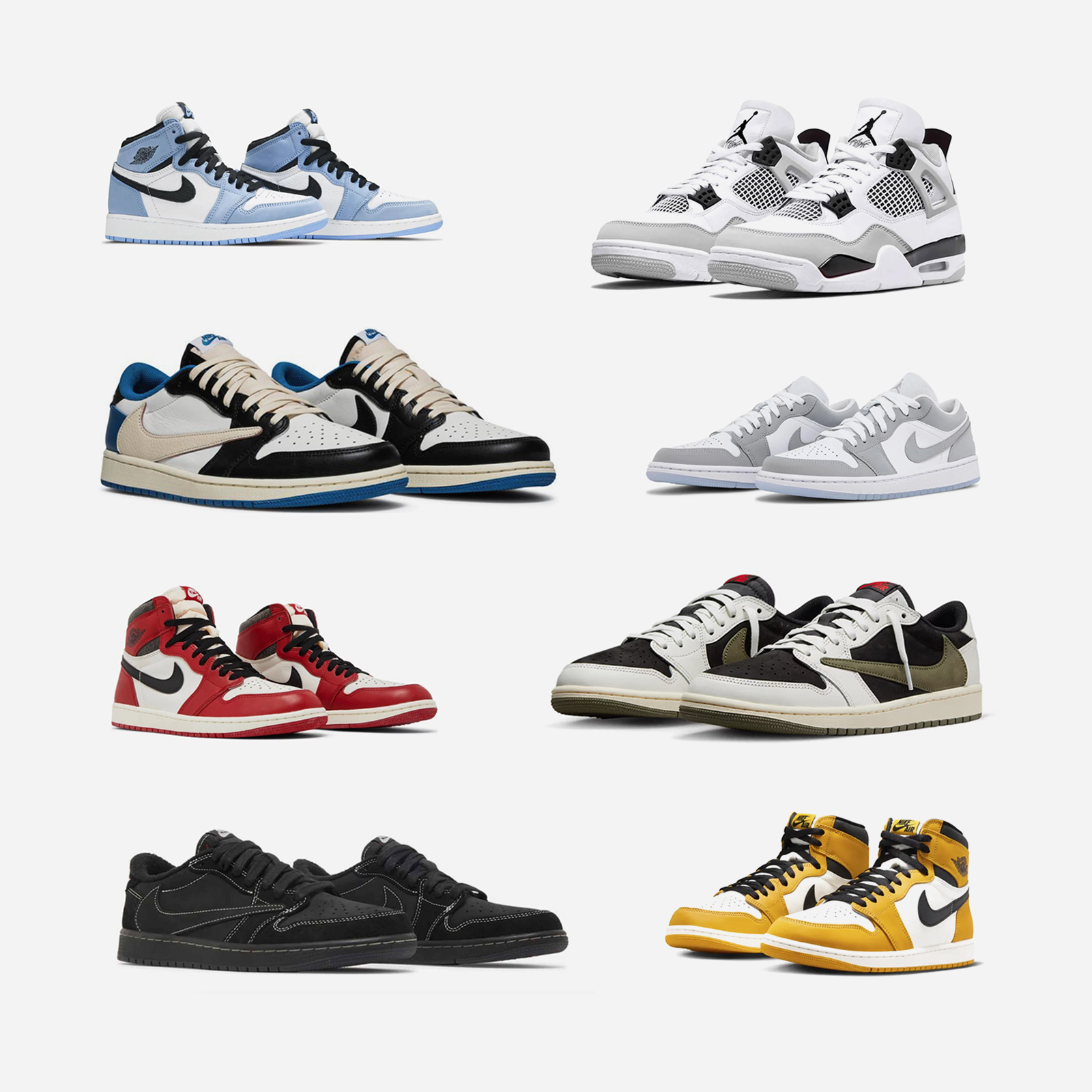 Travis Scott Jordan Olive Fragment Phantom Chicago Lost and Found 4 Retro 1 Low